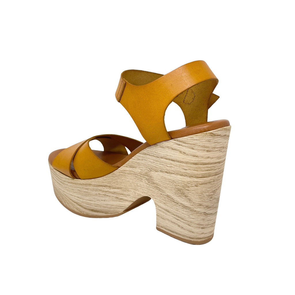 Sandalia plataforma Keita en piel Amarillo - HANKS