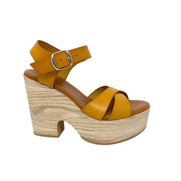Sandalia plataforma Keita en piel Amarillo - HANKS