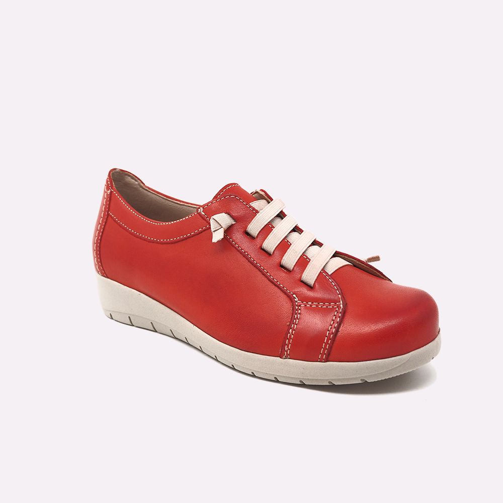 Zapato de cordón Lycia en piel color rojo - DANERIS
